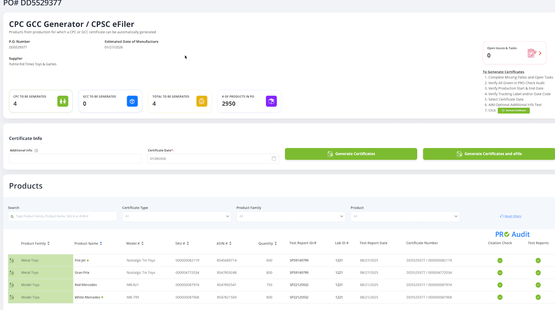 eFile to the Product Registry
