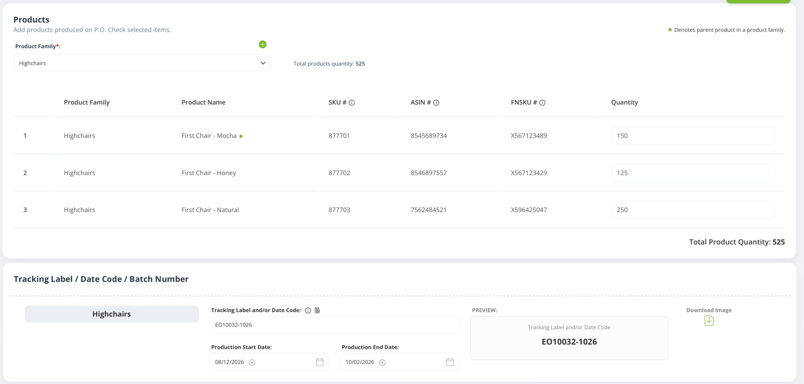 Batch tracking