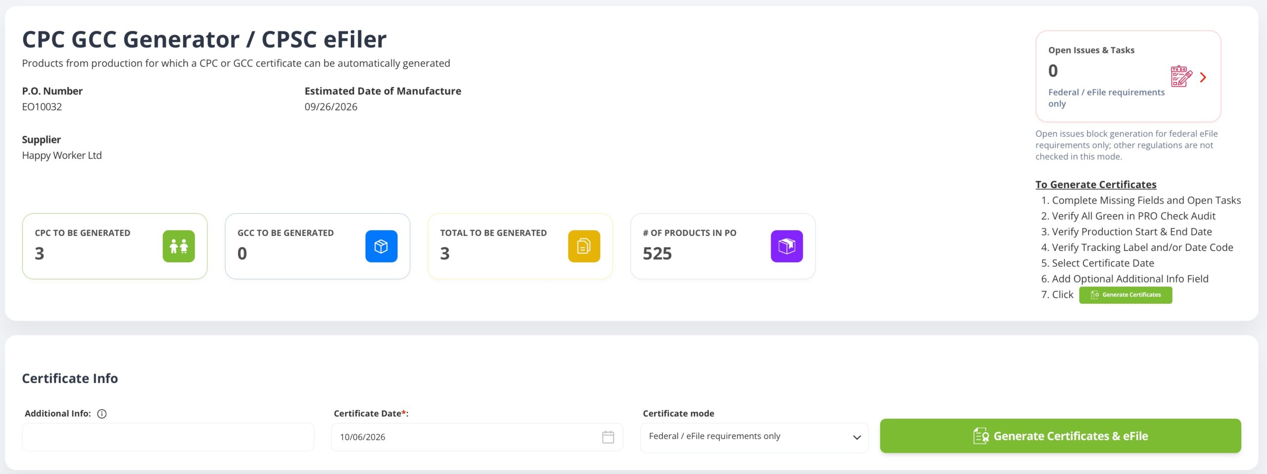 efiler cpc gen page CPC generaor and eFiler